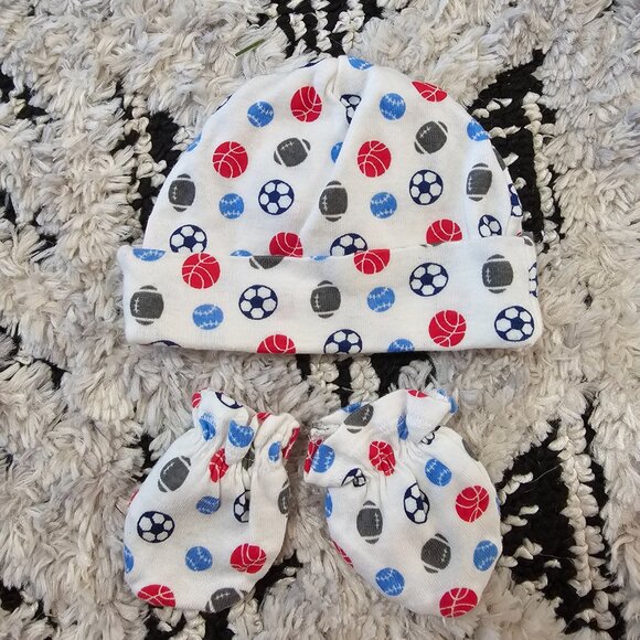 Gerber Baby Boy 5 piece Hat and Mitten Set 0-6 Months - Picture 7 of 11